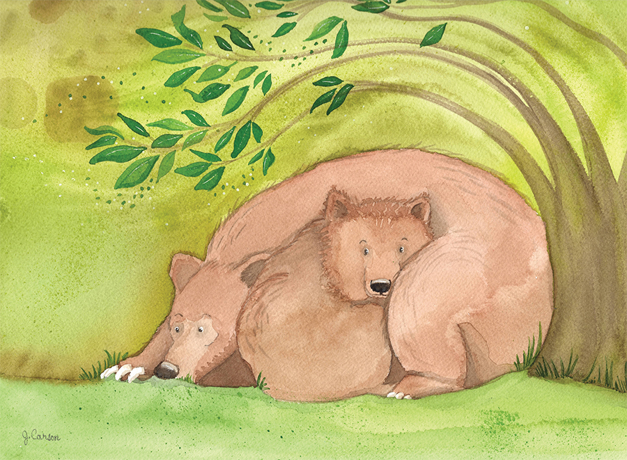 Momma and Me (Under a Tree) — watercolor by Jenn Carson