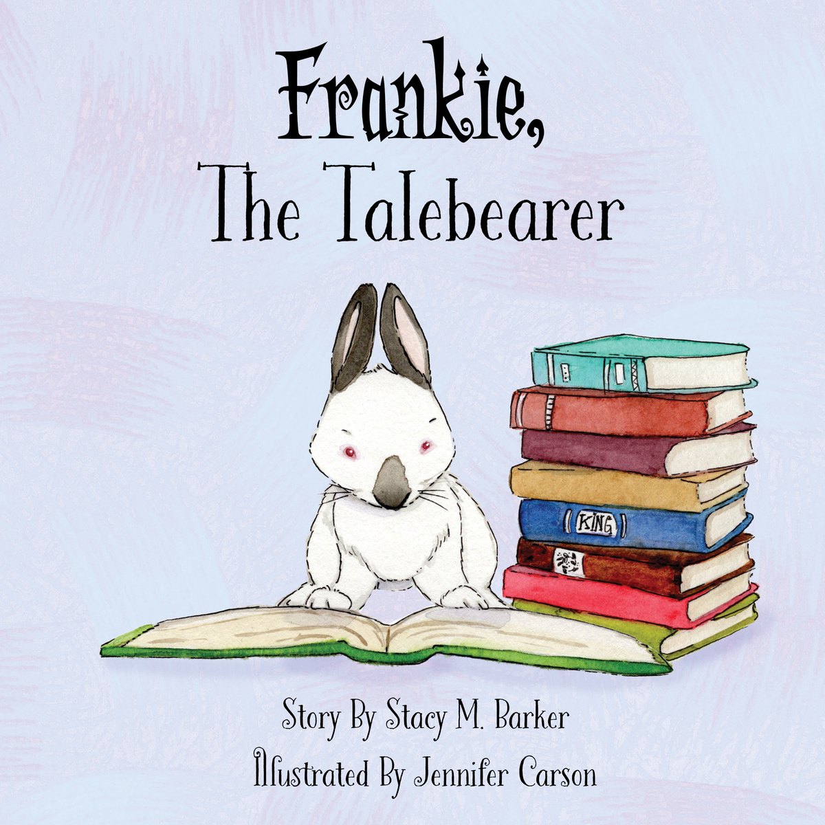 Cover of Frankie, The Talebearer — a white rabbit lying among fallen autumn leaves, illustrated by Jenn Carson